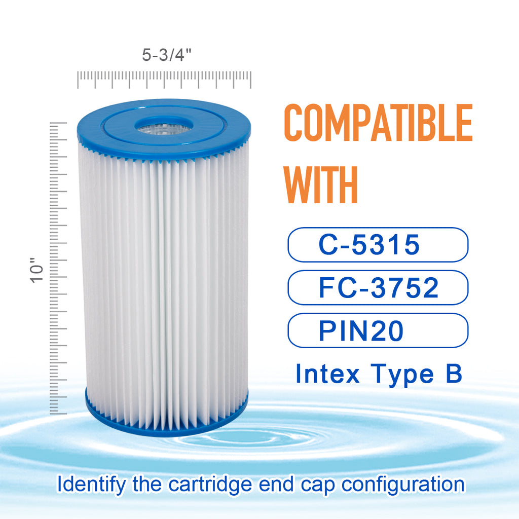 ZOTEE 15 sq.ft. Intex "B" Filter Pool Replacement Filter Cartridge 4 Pack
