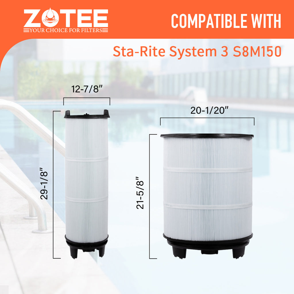 ZOTEE Cartridge Filter S8M150 Sta-Rite 2 System 3 25022-0203S + 25021-0202S Swimming Pool Replacement Filters Set