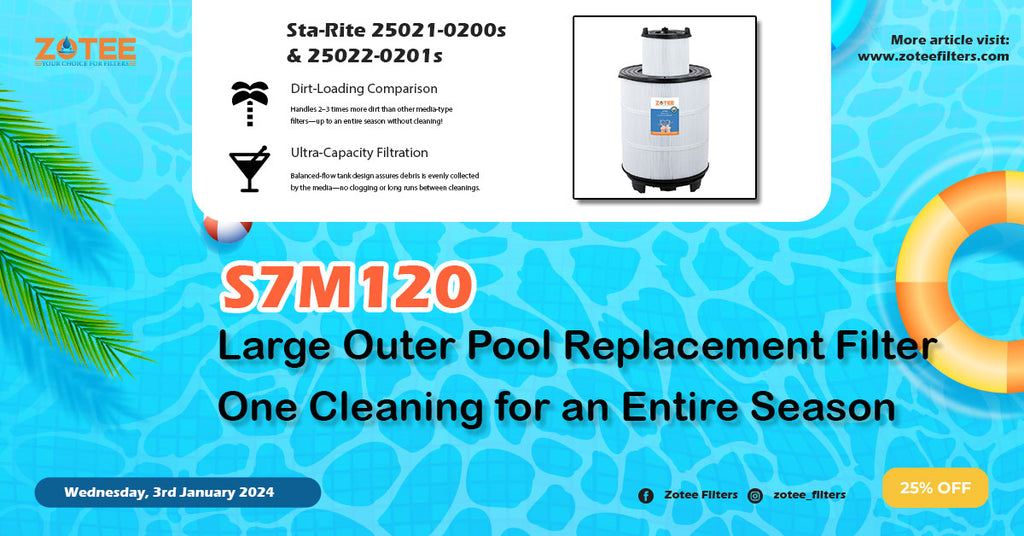 S7M120 Large Outer Pool Replacement Filter,One Cleaning for an Entire Season