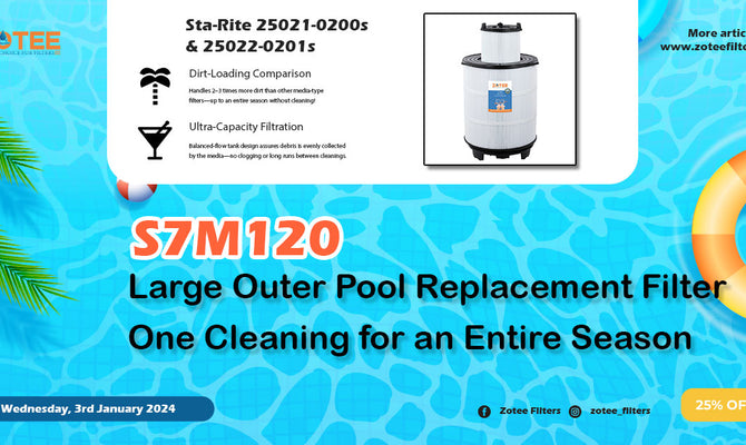 S7M120 Large Outer Pool Replacement Filter,One Cleaning for an Entire Season