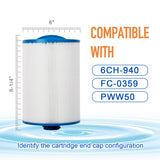 ZOTEE 45 sq.ft. Spa Replacement Filter Cartridge Waterway Plastics Hot Tub Filter 2 Pack