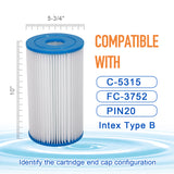 ZOTEE 15 sq.ft. Intex "B" Filter Pool Replacement Filter Cartridge 4 Pack