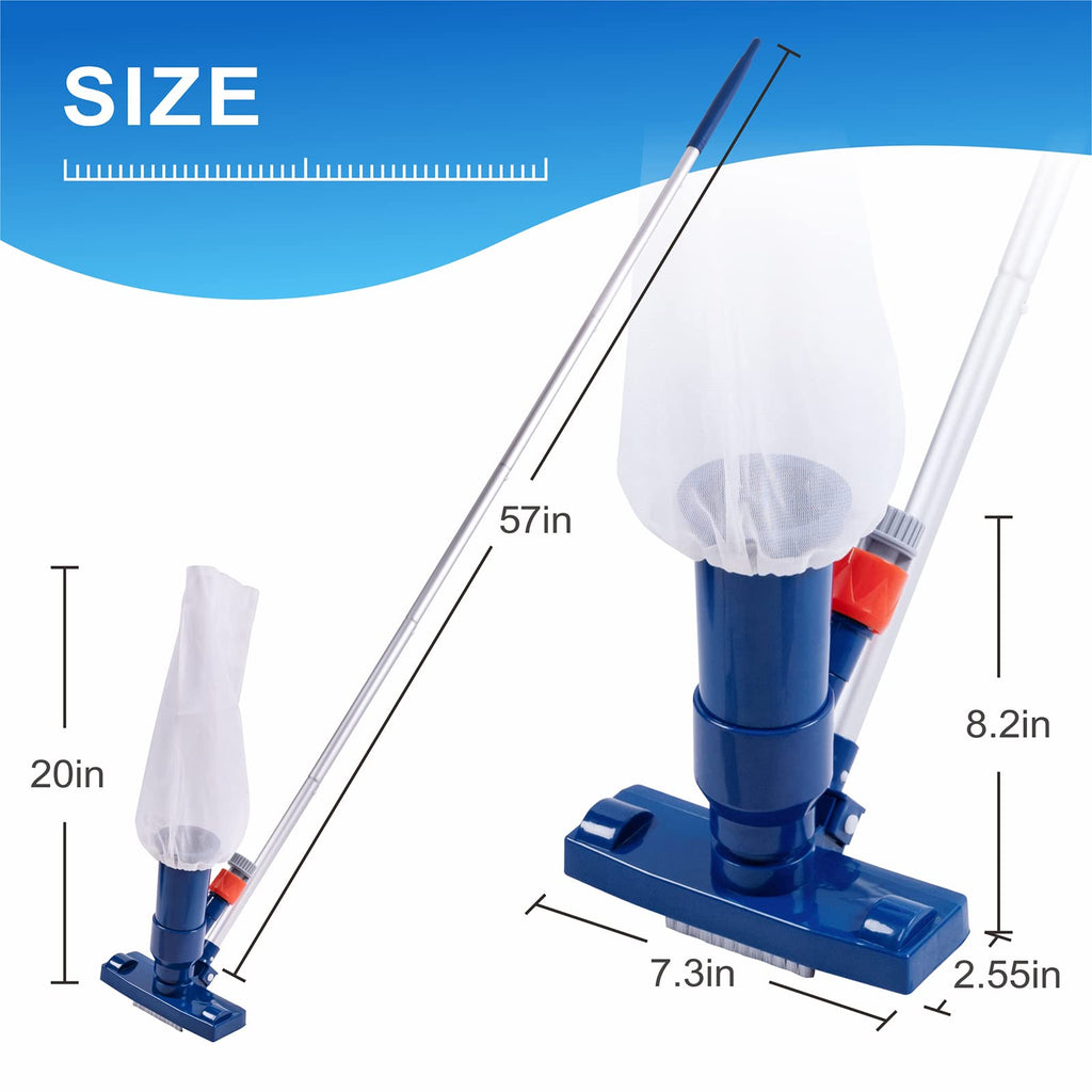 Zotee Swimming Pool Spa Jet Vacuum Cleaner with Brush & Pole