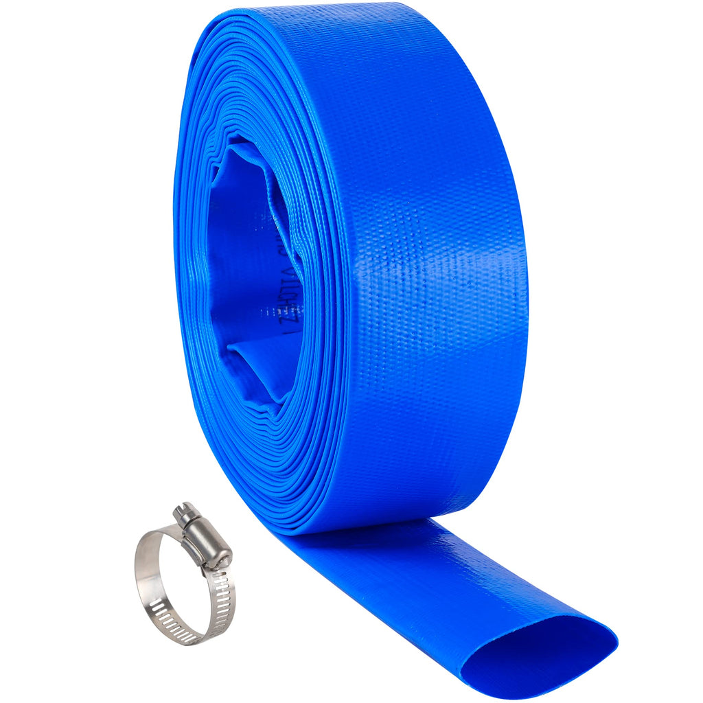 Zotee Swimming Pool Blue Heavy Duty Reinforced PVC Backwash Hose with 1 Clamp