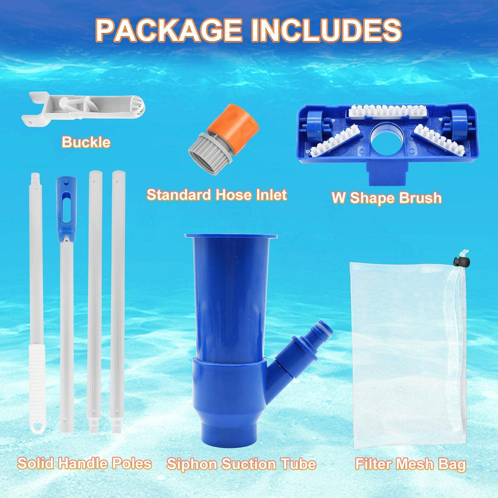 Zotee Swimming Pool Spa Jet Vacuum Cleaner with Brush & Pole