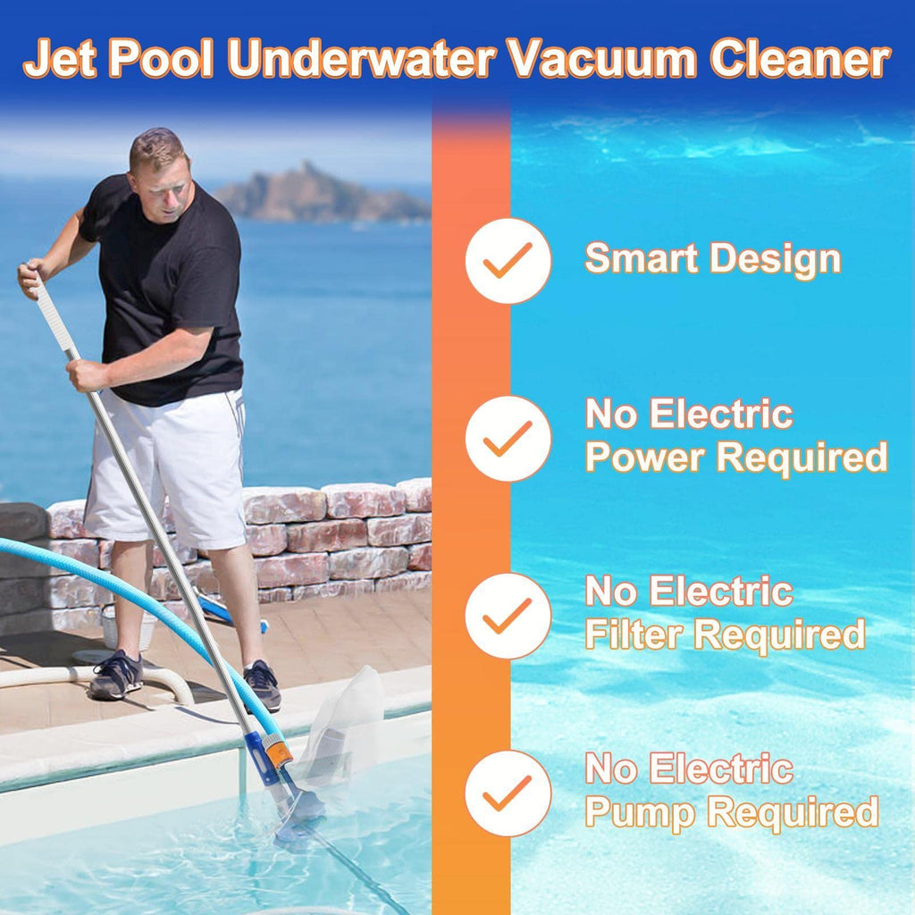 Zotee Swimming Pool Spa Jet Vacuum Cleaner with Brush & Pole