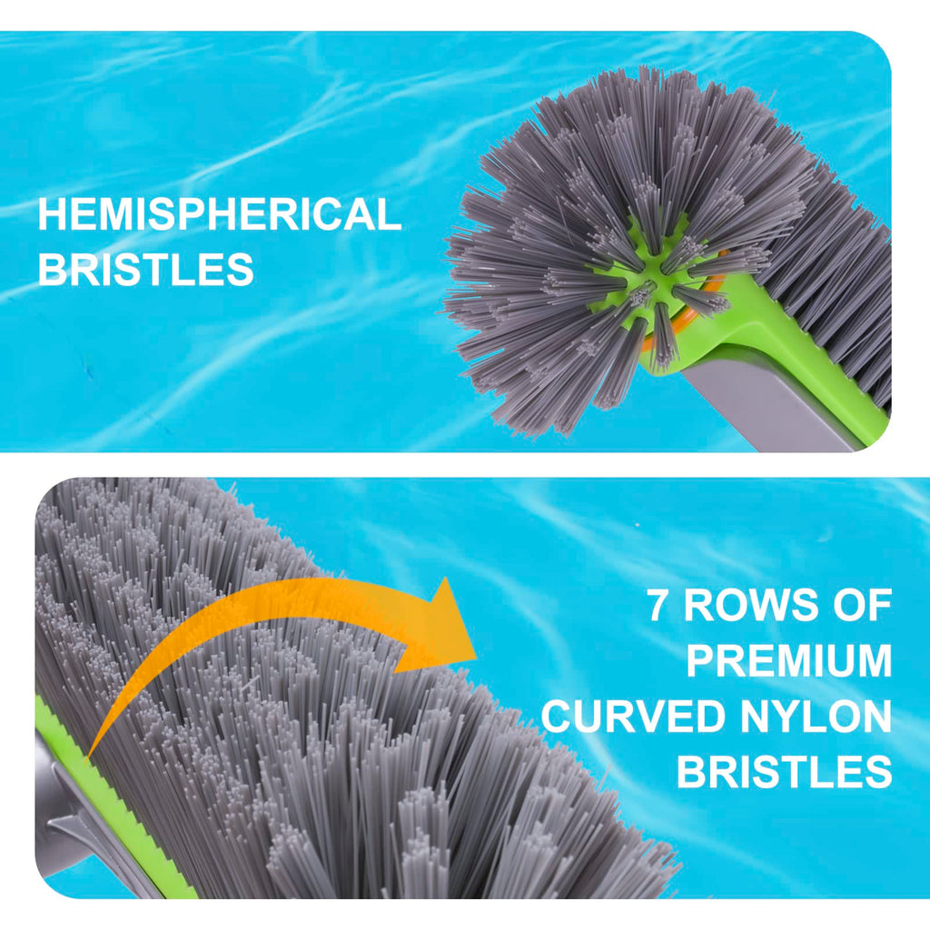 Pool Brush Head for Cleaning Pool Walls with Premium Strong Bristle & Reinforced Aluminium Back