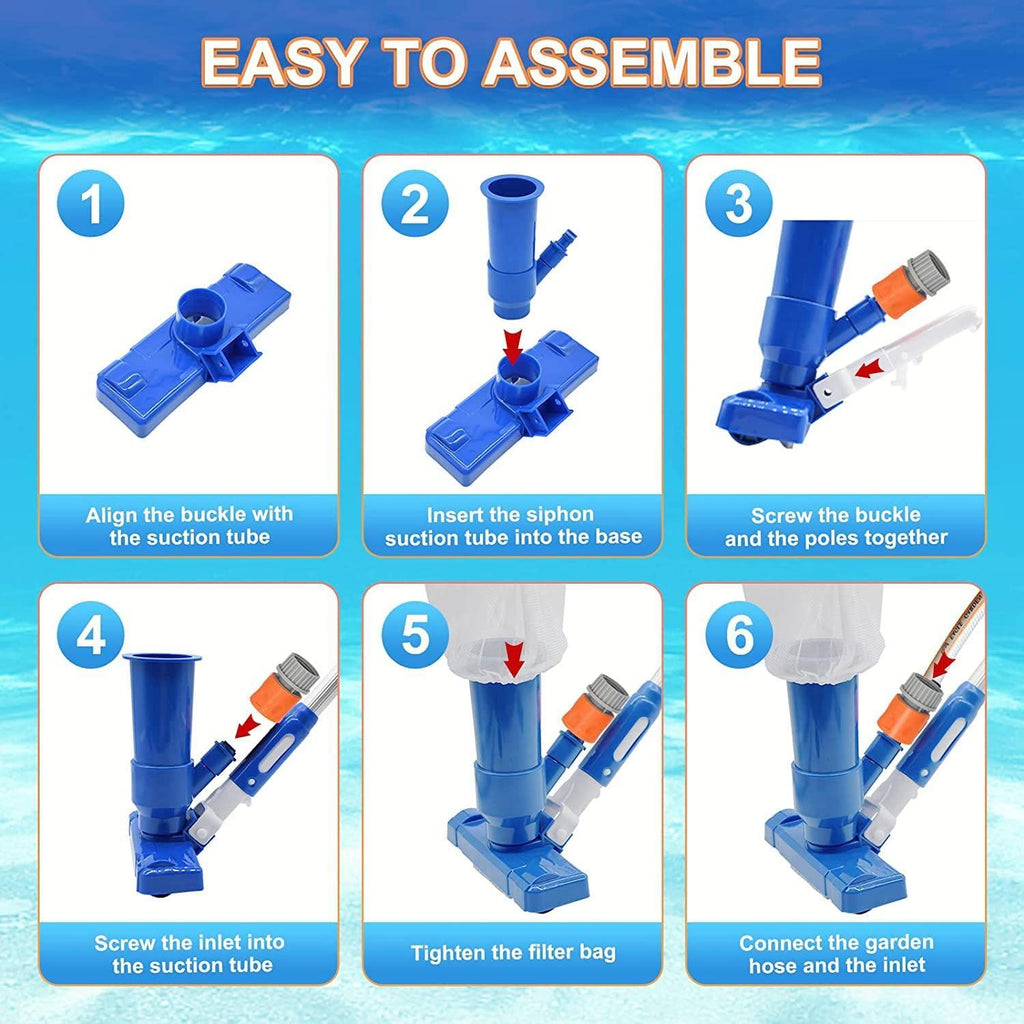 Zotee Swimming Pool Spa Jet Vacuum Cleaner with Brush & Pole