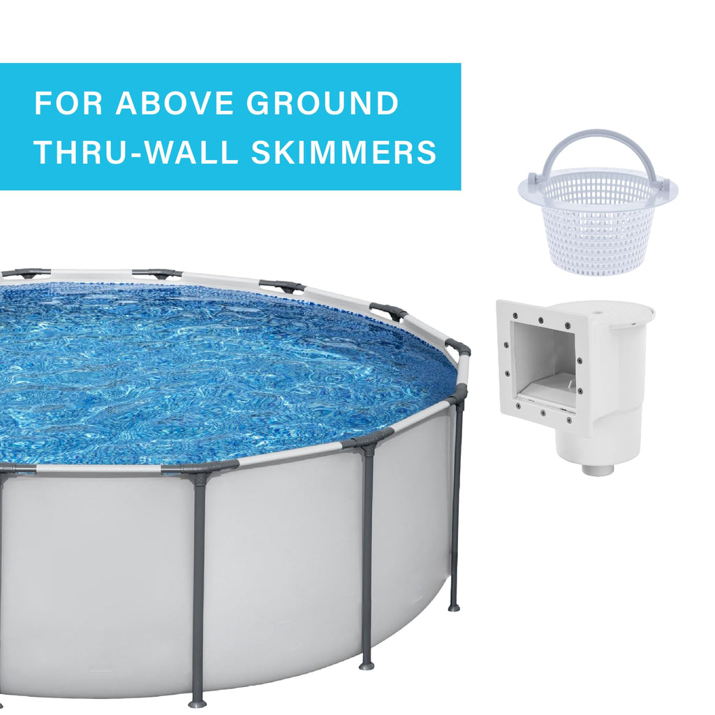 2 Pack Above Ground Pool Thru-Wall Skimmer Basket with Handle
